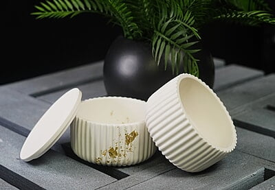 Copy of Large Ribbed Trinket Box- Solid Colour