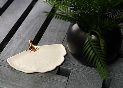 Copy of Ginkgo Leaf Trinket Tray- Metallic Stem