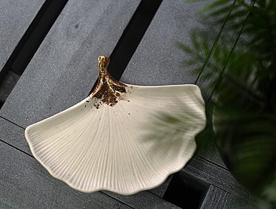 Copy of Ginkgo Leaf Trinket Tray- Metallic Stem