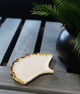 Copy of Copy of Ginkgo Leaf Trinket Tray- Solid Colour & Metallic edge