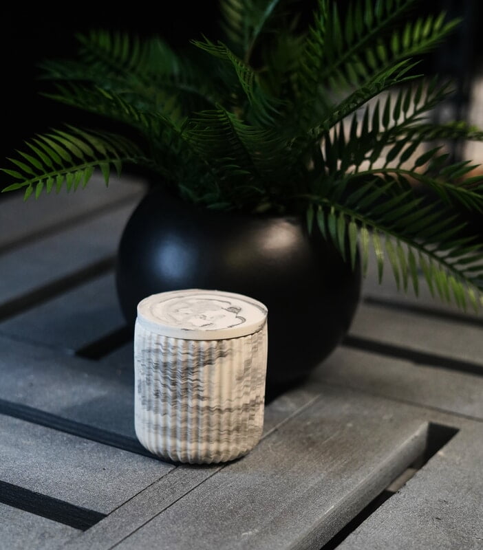 Copy of Tall Ribbed Trinket Holder & Lid- Marble