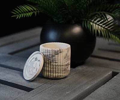 Copy of Tall Ribbed Trinket Holder & Lid- Marble