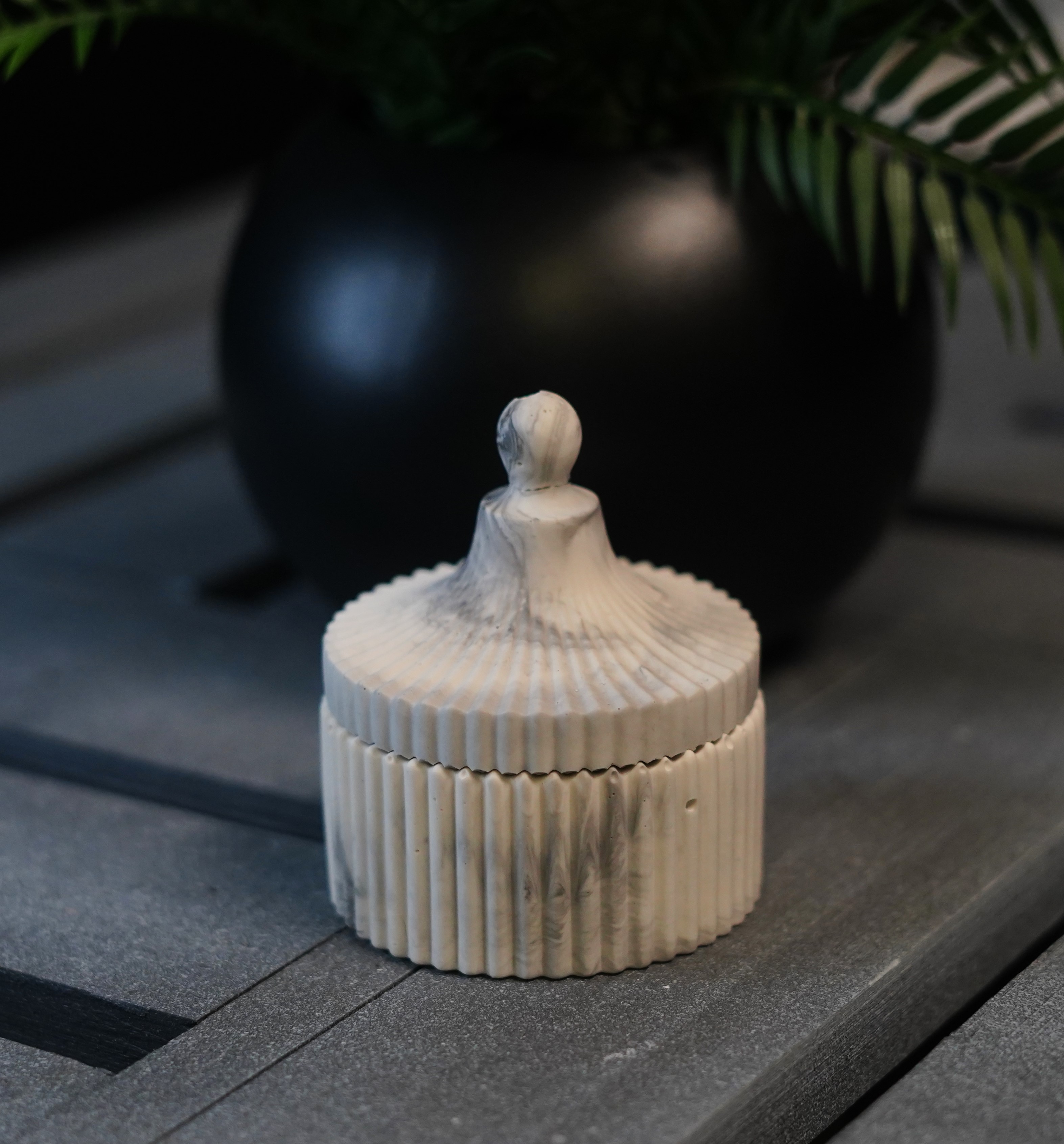 Copy of Ribbed Trinket Box- Marble