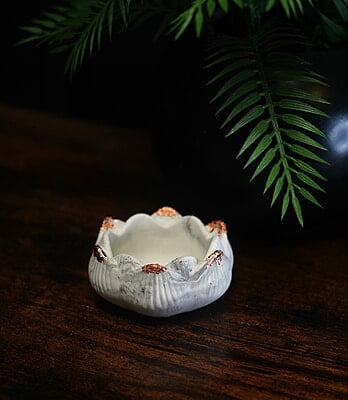 Copy of Lotus Flower Trinket Bowl- Marble with Metallic Tips
