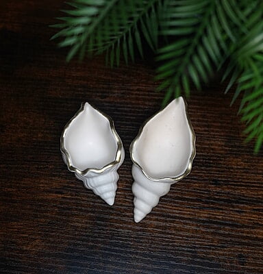 Copy of Conch Shell Trinket Bowl- Solid colour with Metallic rim