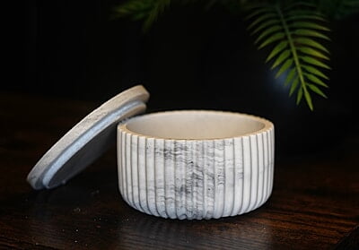 Copy of Large Ribbed Trinket Box- Marble