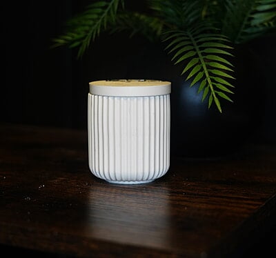 Copy of Tall Ribbed Trinket Holder & Lid- Solid Colour