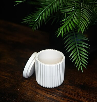 Copy of Tall Ribbed Trinket Holder & Lid- Solid Colour