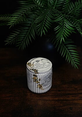 Copy of Tall Ribbed Trinket Holder & Lid- Marble