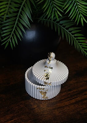 Copy of Ribbed Trinket Box- Solid Colour