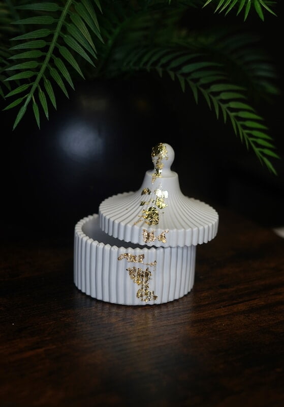 Copy of Ribbed Trinket Box- Solid Colour