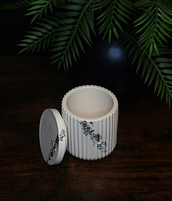 Copy of Tall Ribbed Trinket Holder & Lid- Solid Colour