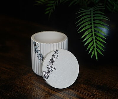Copy of Tall Ribbed Trinket Holder & Lid- Solid Colour
