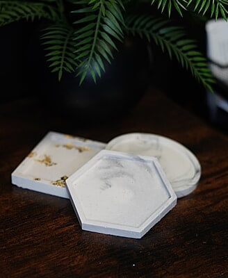 Copy of Hexagon Coaster-Marble- Set of 6